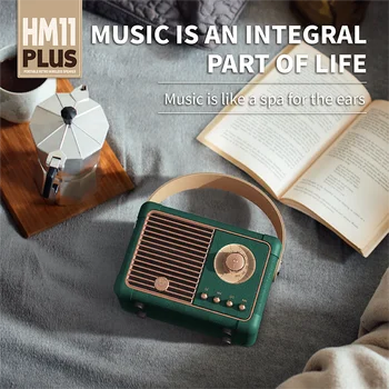 Ретро Bluetooth динамик HM11 Плюс проигрыватель классической музыки Стерео Звук Портативные колонки FM-радио Музыкальный сабвуфер для путешествий