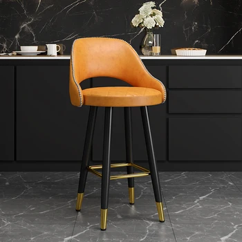 Металлическая спинка барного стула Европейская роскошь Современный минималистичный высокий стул для приемной Итальянская отделка интерьера Silla Nordica