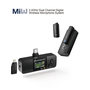 Беспроводной микрофон Relacart Mi3 2.4 G, двухканальный скрытый передатчик для прямой трансляции интервью