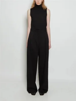 Женские крученые плиссированные брюки с высокой талией 2023, новые прямые костюмные брюки-бочонок для женской офисной одежды