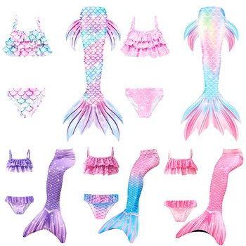 Косплей-костюм принцессы с хвостом Русалки для плавания, бикини для девочек, купальник с хвостом Русалки, пляжная одежда, косплей-костюм аниме