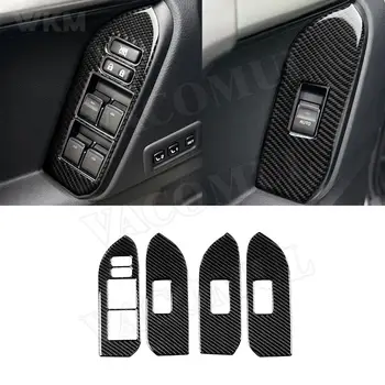 Кнопки переключения стеклоподъемника двери автомобиля из углеродного волокна, Отделка рамки, крышка, Наклейка, наклейки для Toyota Land Cruiser Prado 2010-2018