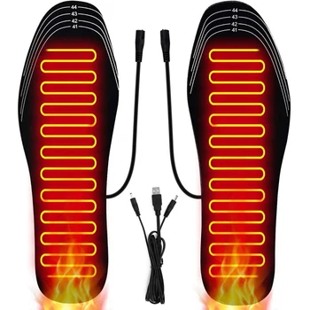 Обувные стельки с USB-подогревом для ног, теплый коврик для носков, Электронагревающиеся стельки, Моющиеся теплые термостельки для мужчин и женщин