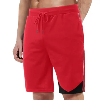 Короткие брюки-карго Однотонные Шорты с карманами Для мужчин Спортивные шорты Красные плавки Брюки с эластичным шнурком Cortos Para Hombres