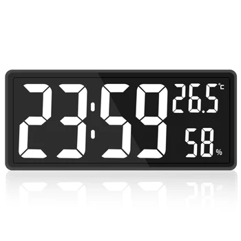 Светодиодные цифровые настенные часы с дисплеем с крупными цифрами Температуры и влажности в помещении для фермерского дома, классной комнаты, офиса, Белый